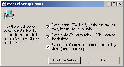 MonTel Setup Options