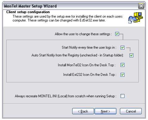 Client setup configuration