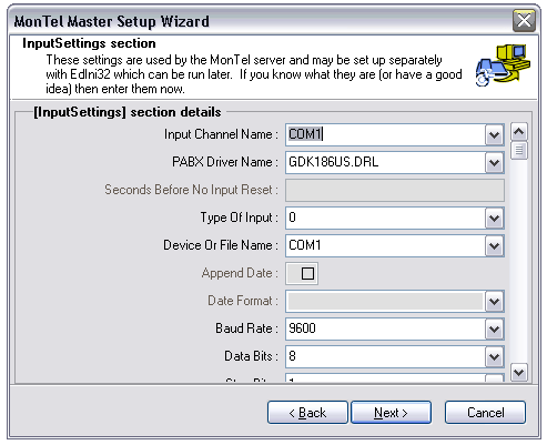 Inputsettings section