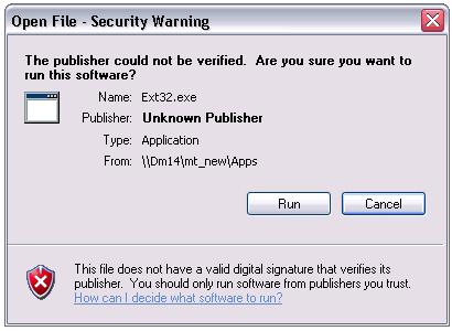 Open File - Security Warning