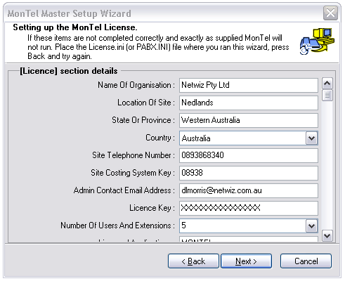 Setting up the MonTel License